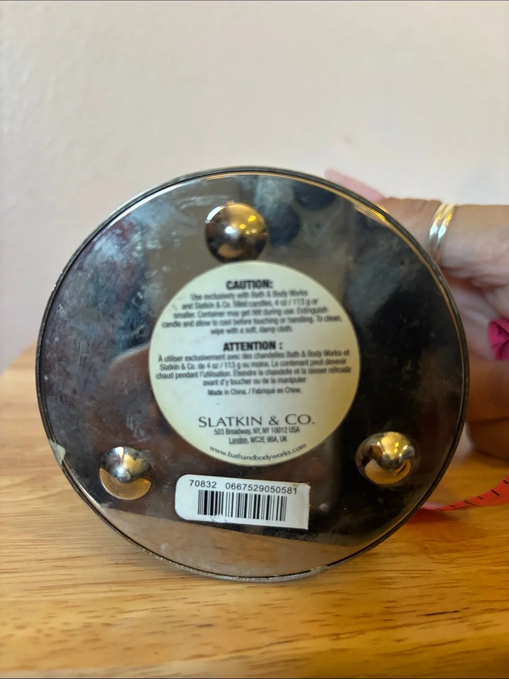 Slatkin & CO. Silver Snowflake & Tree Metal Candle Holder